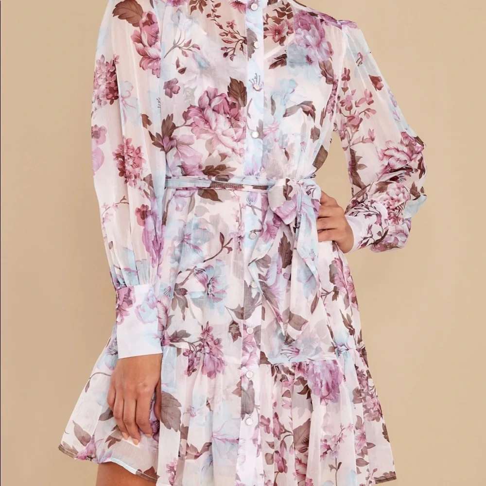 Red Dress Floral Mini Dress - Picture 5 of 7